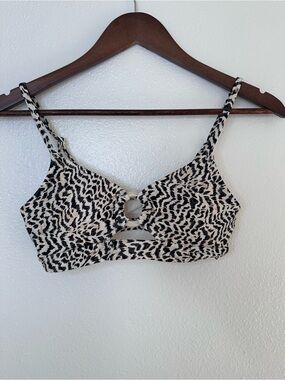 aerie Black and Cream Bikini Top